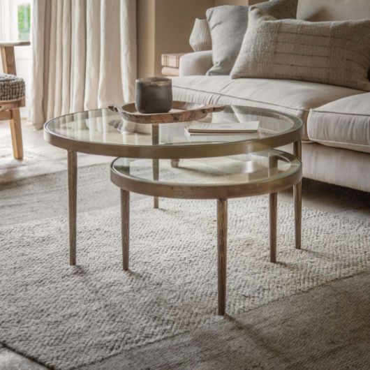 Jiya Iron & Glass Nested Coffee Tables