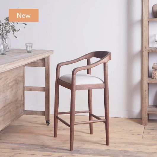 Anbu Acacia Wood Upholstered Counter Chair