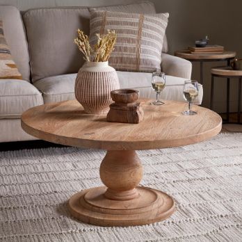 Laya Round Carved Coffee Table