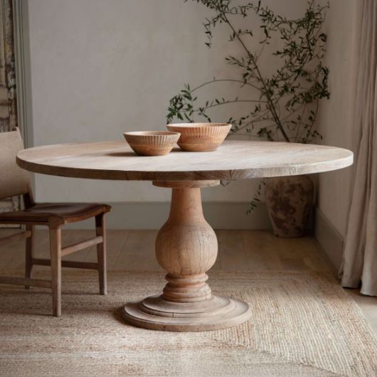 Laya Round Carved Mango Wood Table