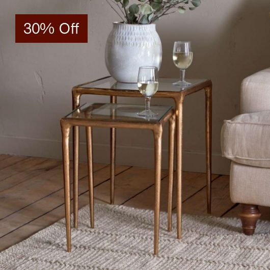 Gilasi Metal & Glass Nesting Tables