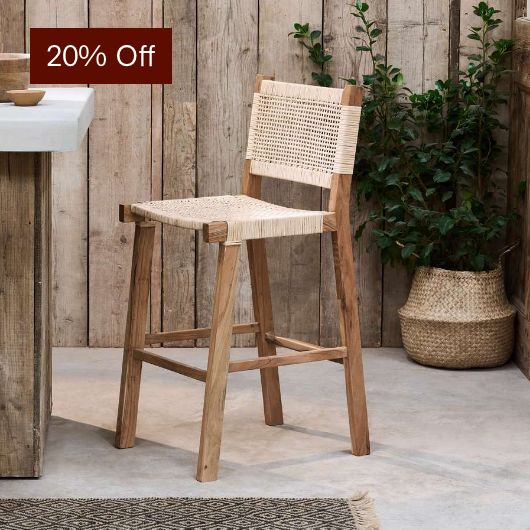 Madrisana Acacia & Rattan Bar Stool