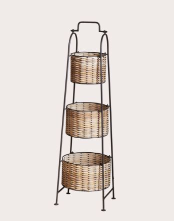 Montali Iron & Rattan Three Tiered Stand