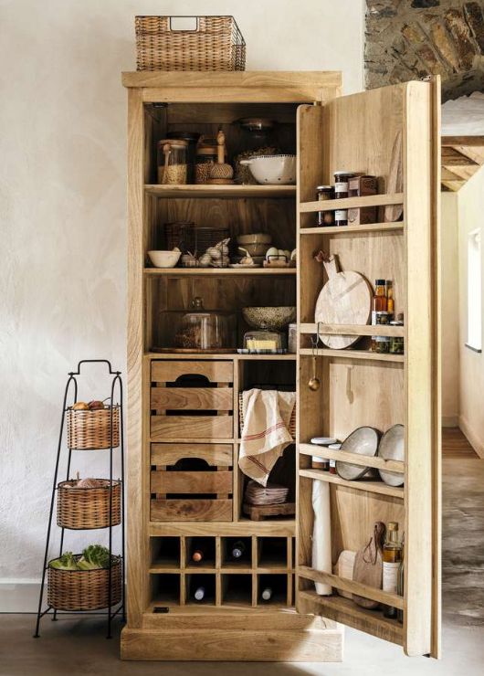 Vivan Grooved Wood Pantry Cupboard