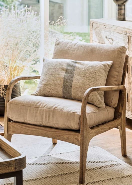 Jaya Acacia Wood & Linen Occasional Chair