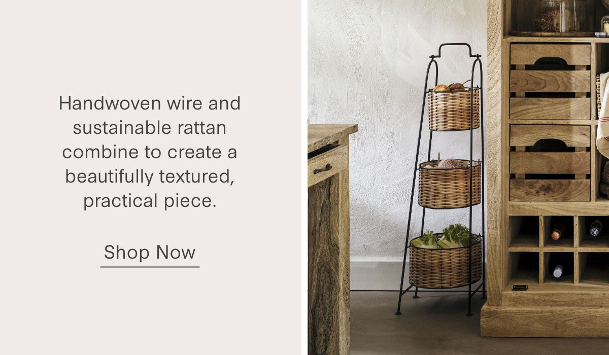 Montali Iron & Rattan Three Tiered Storage