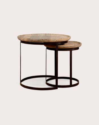 Nisha Carved Wood Nesting Tables