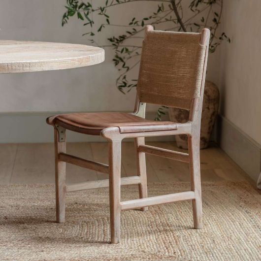 Nayan Leather & Jute Dining Chair