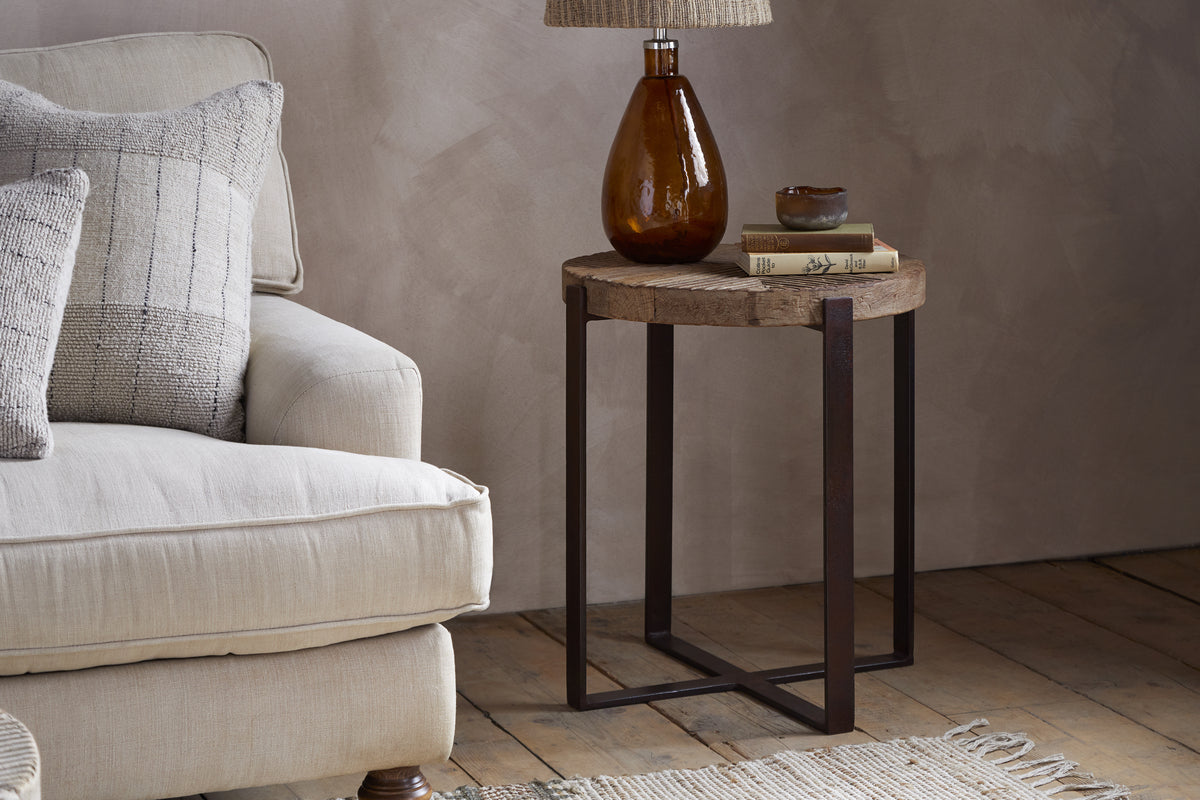 Image of Chakala Reclaimed Wood Side Table - Reclaimed Wood & Iron