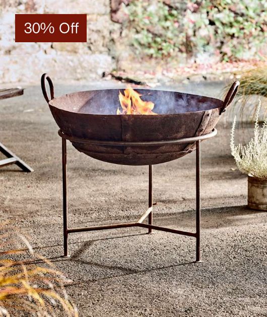 Reclaimed Iron Kadai With Grill