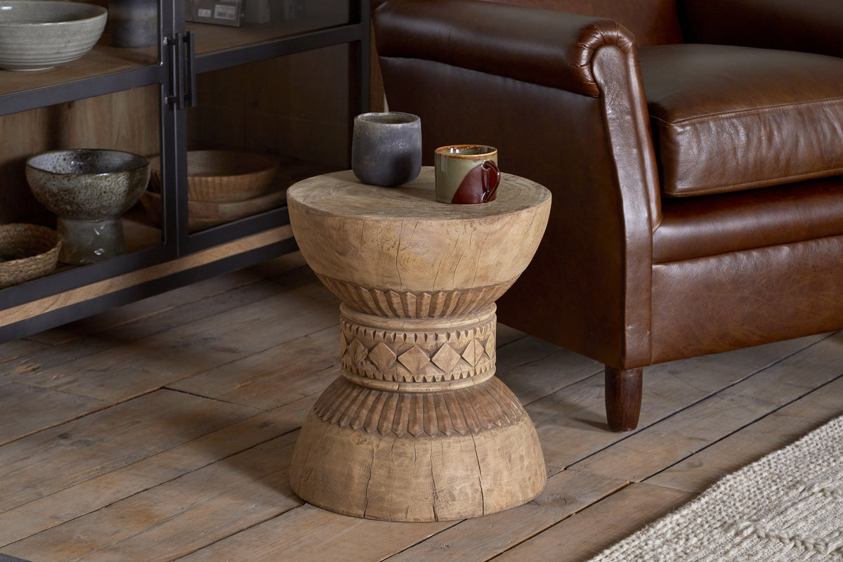 Image of Taru Carved Side Table - Natural