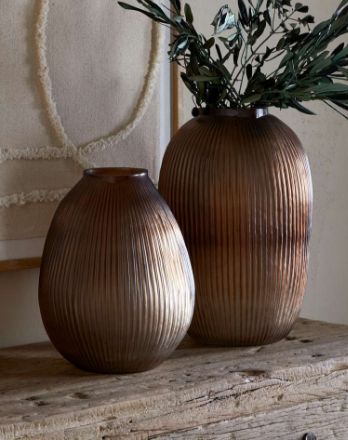 Linsy Ribbed Glass Vase