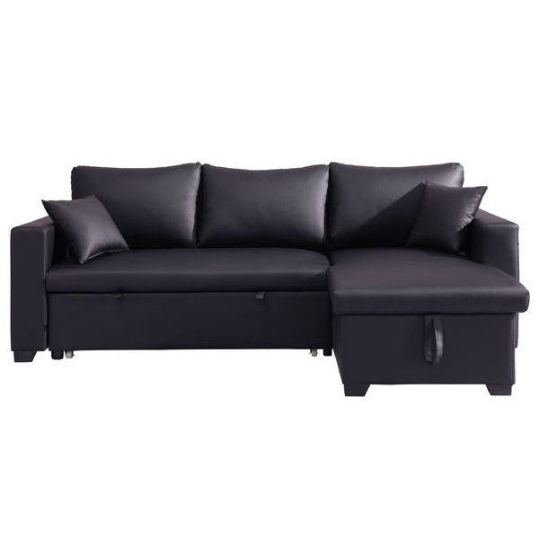 Ecksofa mit Stauraum & Schlaffunktion, ca. 223 x 146 x 88 cm - Schwarz