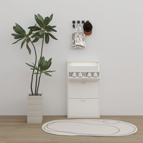 Schuhschrank mit drei Ebenen, ca. 59 x 105 x 17 cm - Weiß