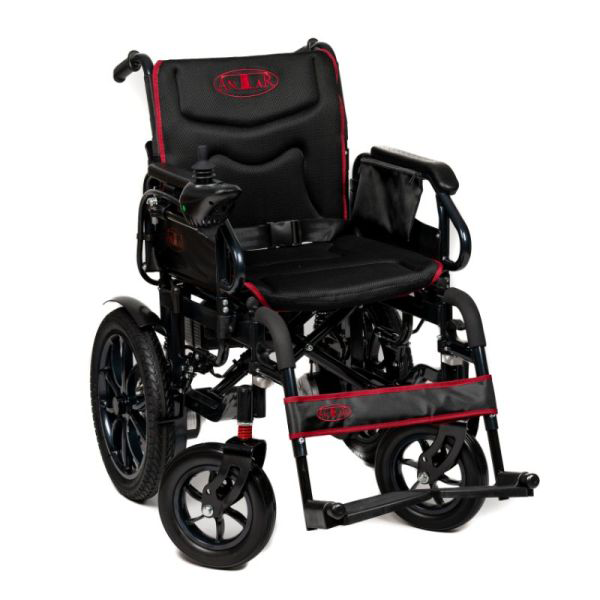 AT52332 Elektrischer Rollstuhl Schwarz aus Carbonstahl, 2x 250 Watt