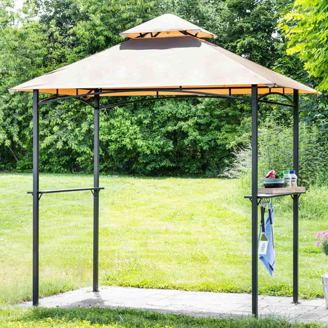 Grillpavillon mit Flammhemmendem Doppeldach 240 x 150 x 265 cm