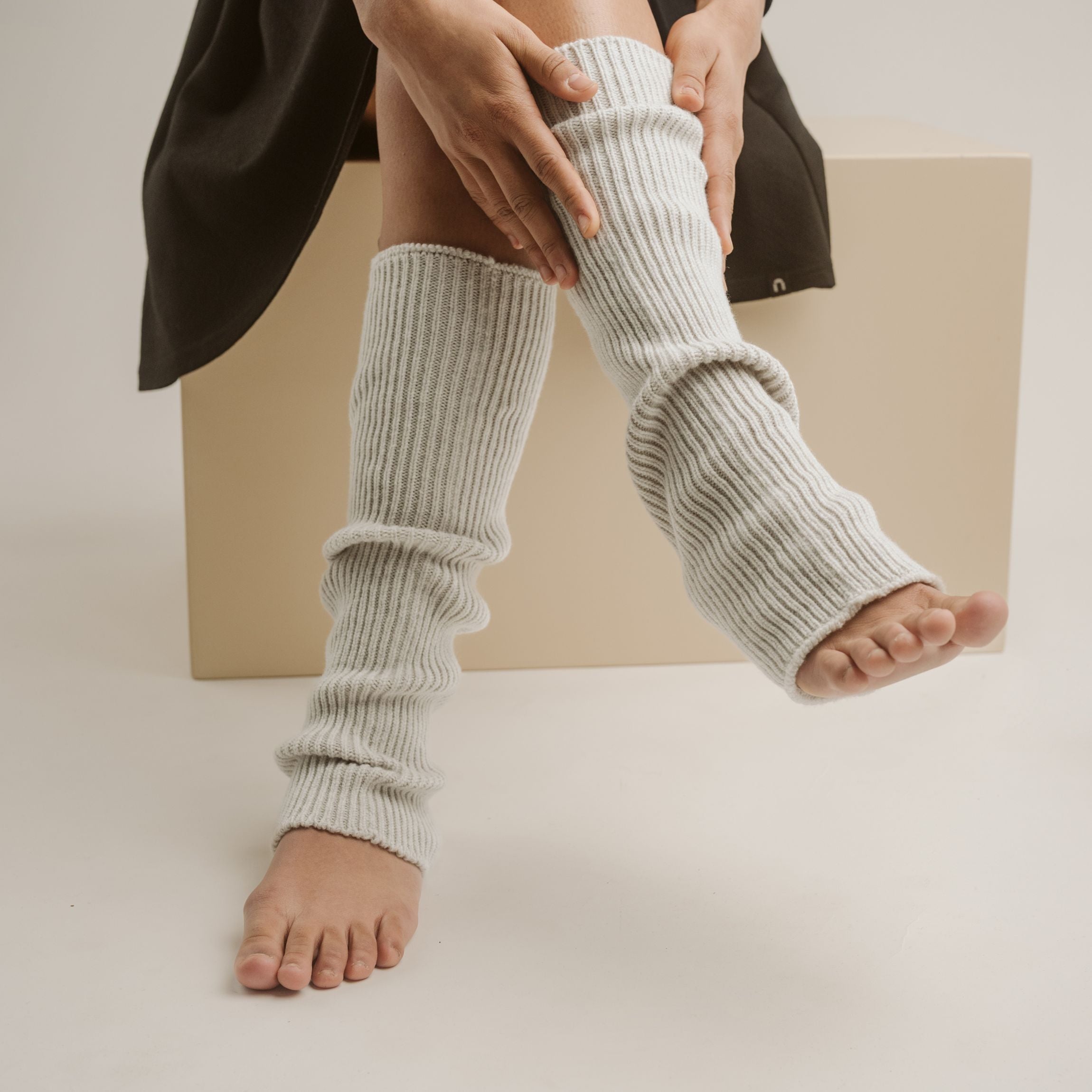 Image of Saaga merino säärystimet - puuronharmaa