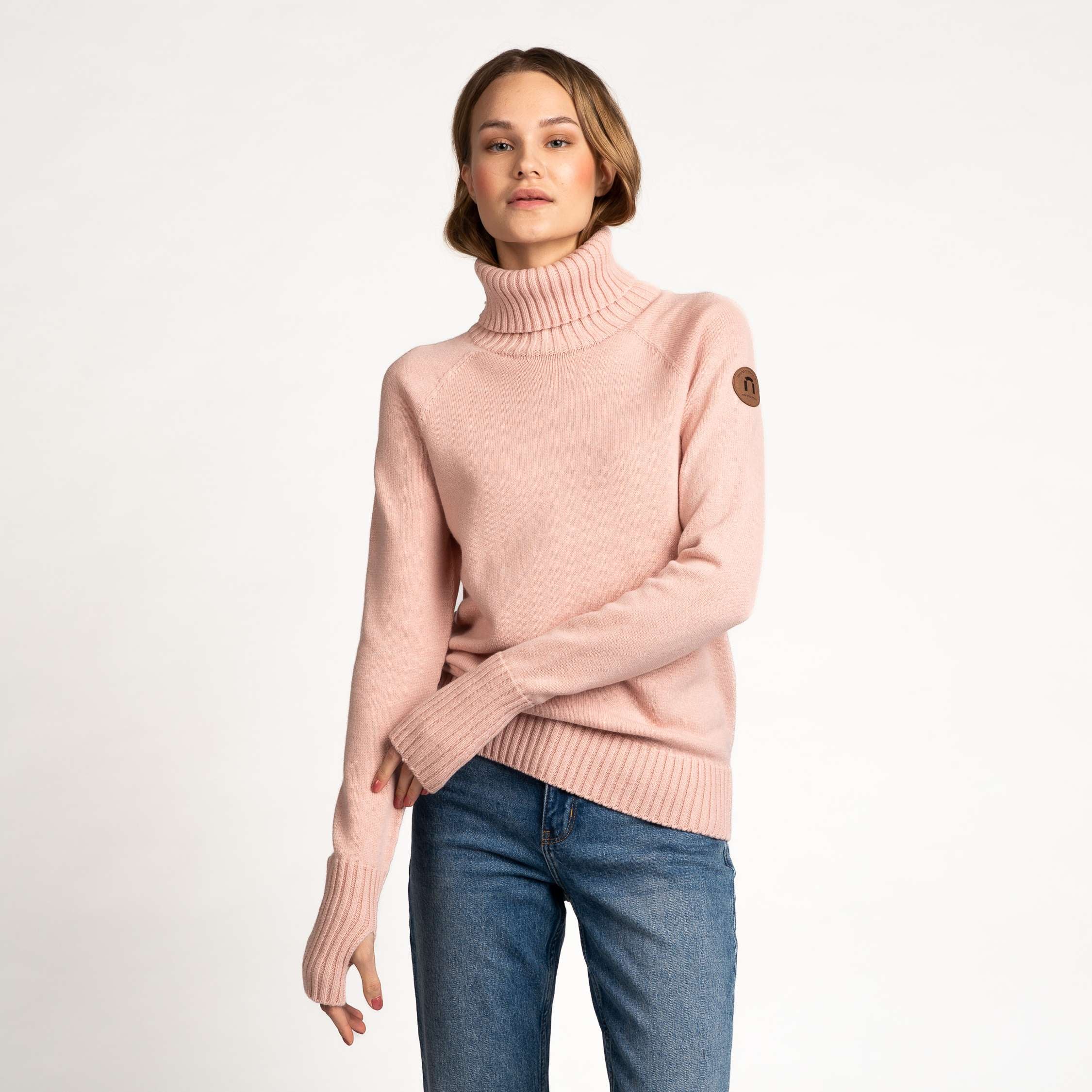 Image of Kuulas naisten merinovillapaita - puuteriroosa