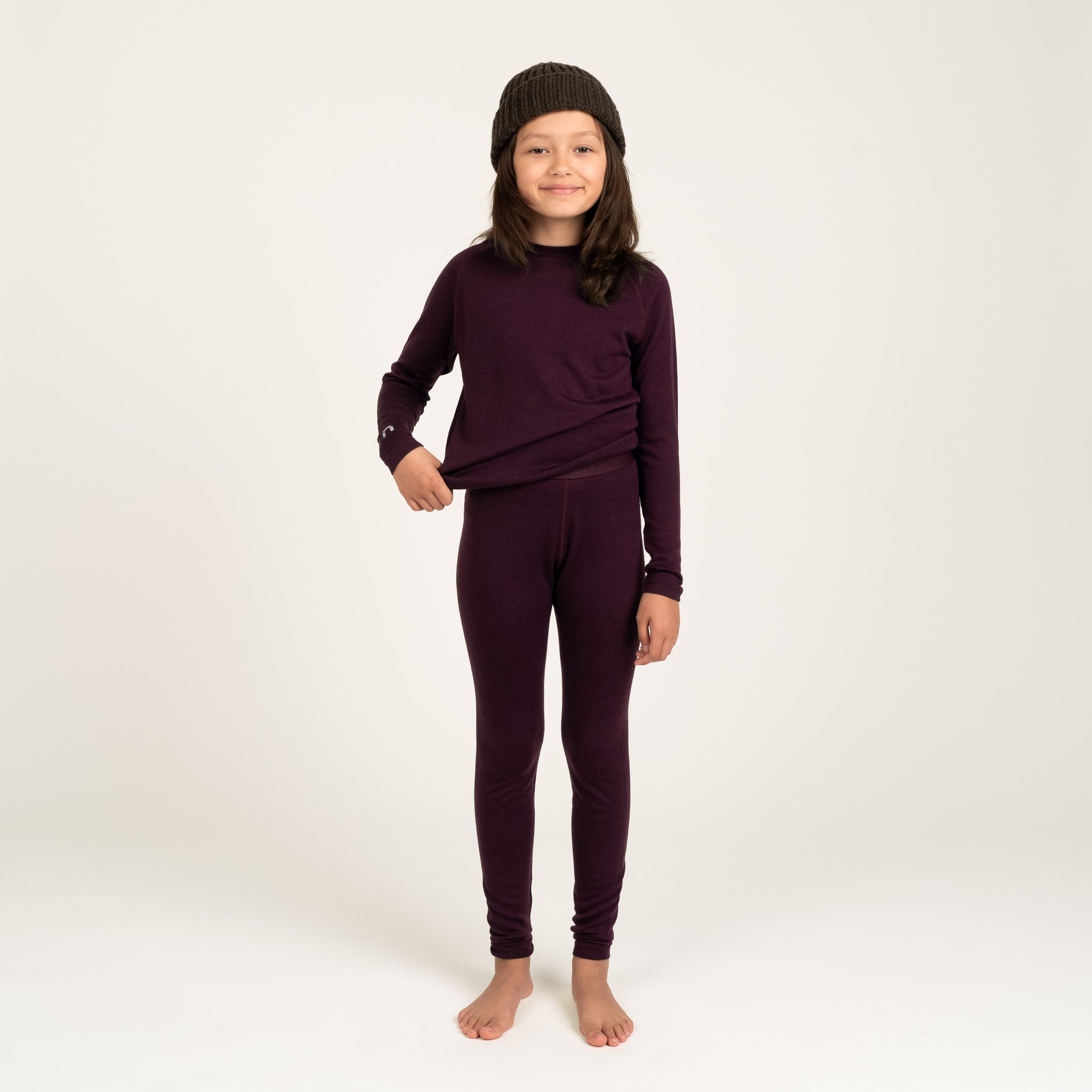 Image of Sensitive 225 aluskerroksen merinohousut JR - luumu