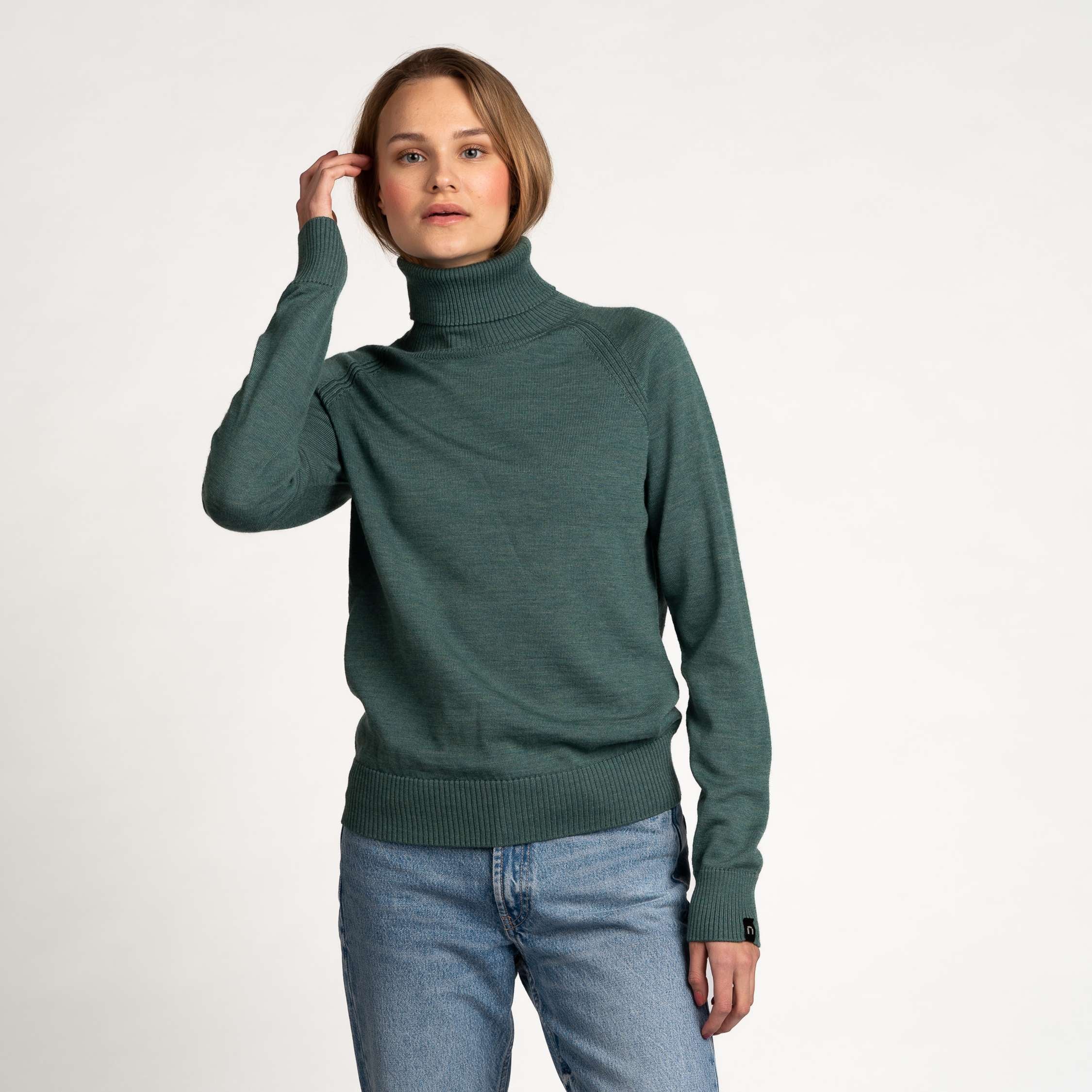 Image of Halla naisten merinoneulepusero - pistaasi