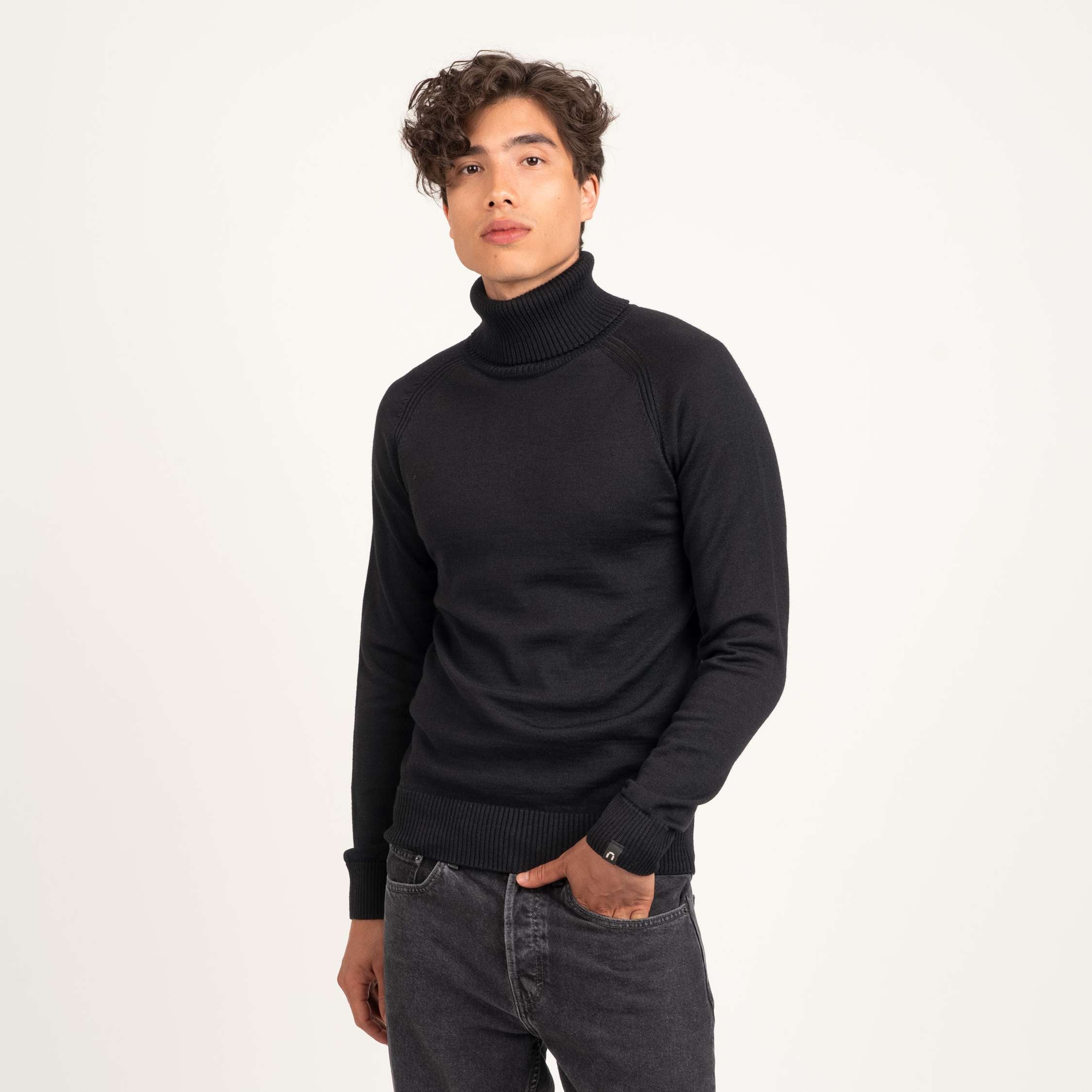 Image of Halla miesten merinoneulepusero - hiilenmusta