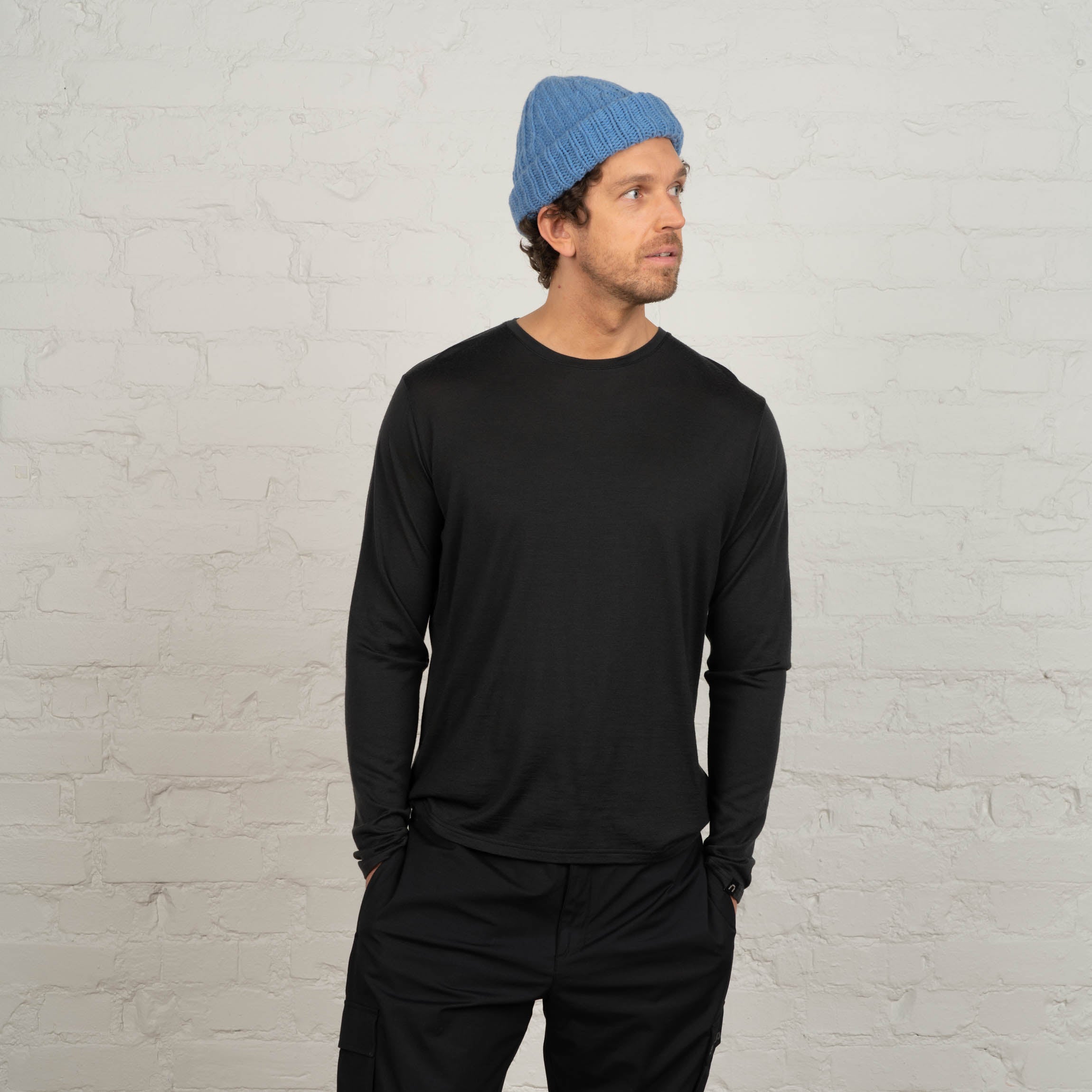 Image of Joe pitkähihainen merino T-paita M - graniitinharmaa