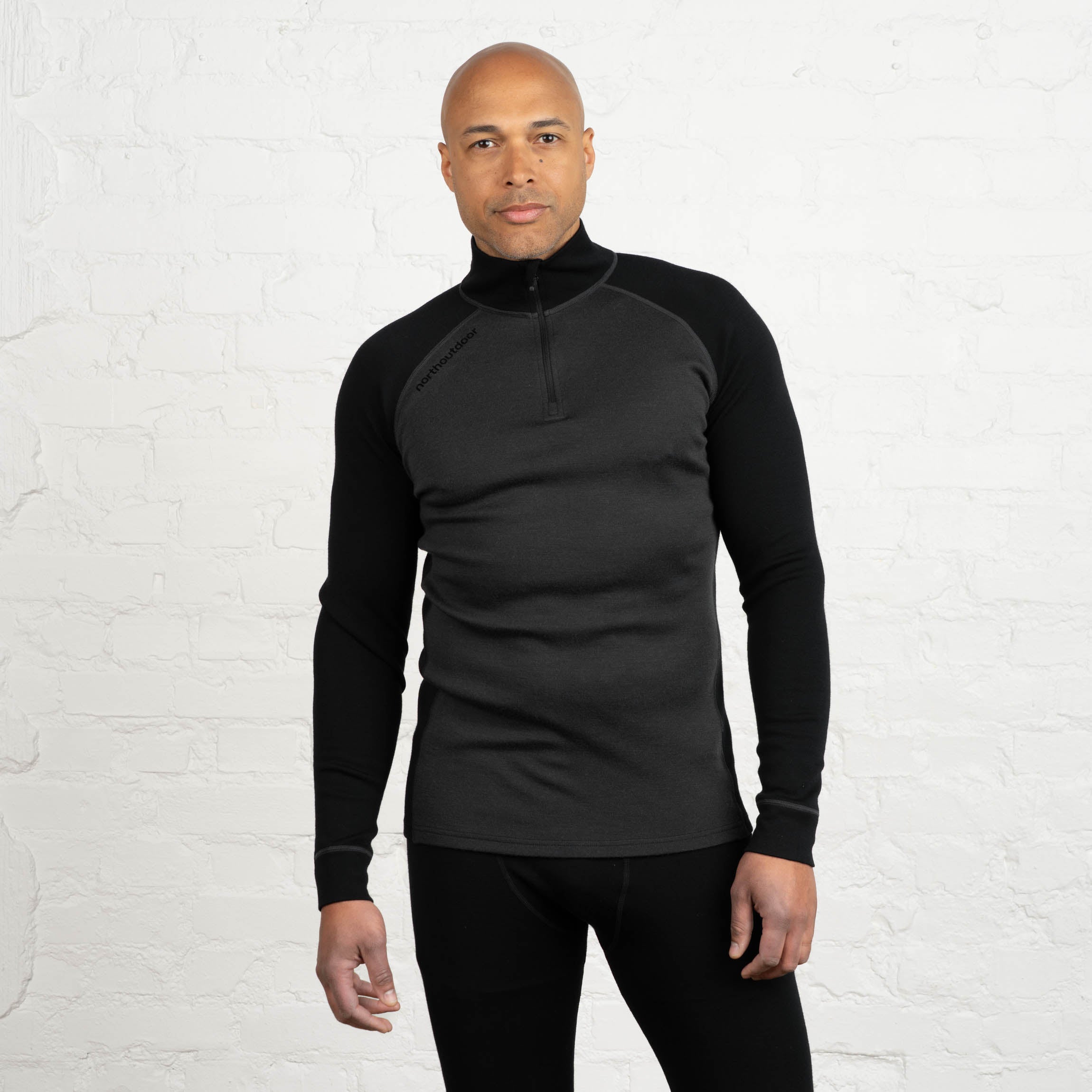 Image of Arctic 260 miesten välikerroksen merino vetoketjupoolo Terrain - graniitinharmaa | musta