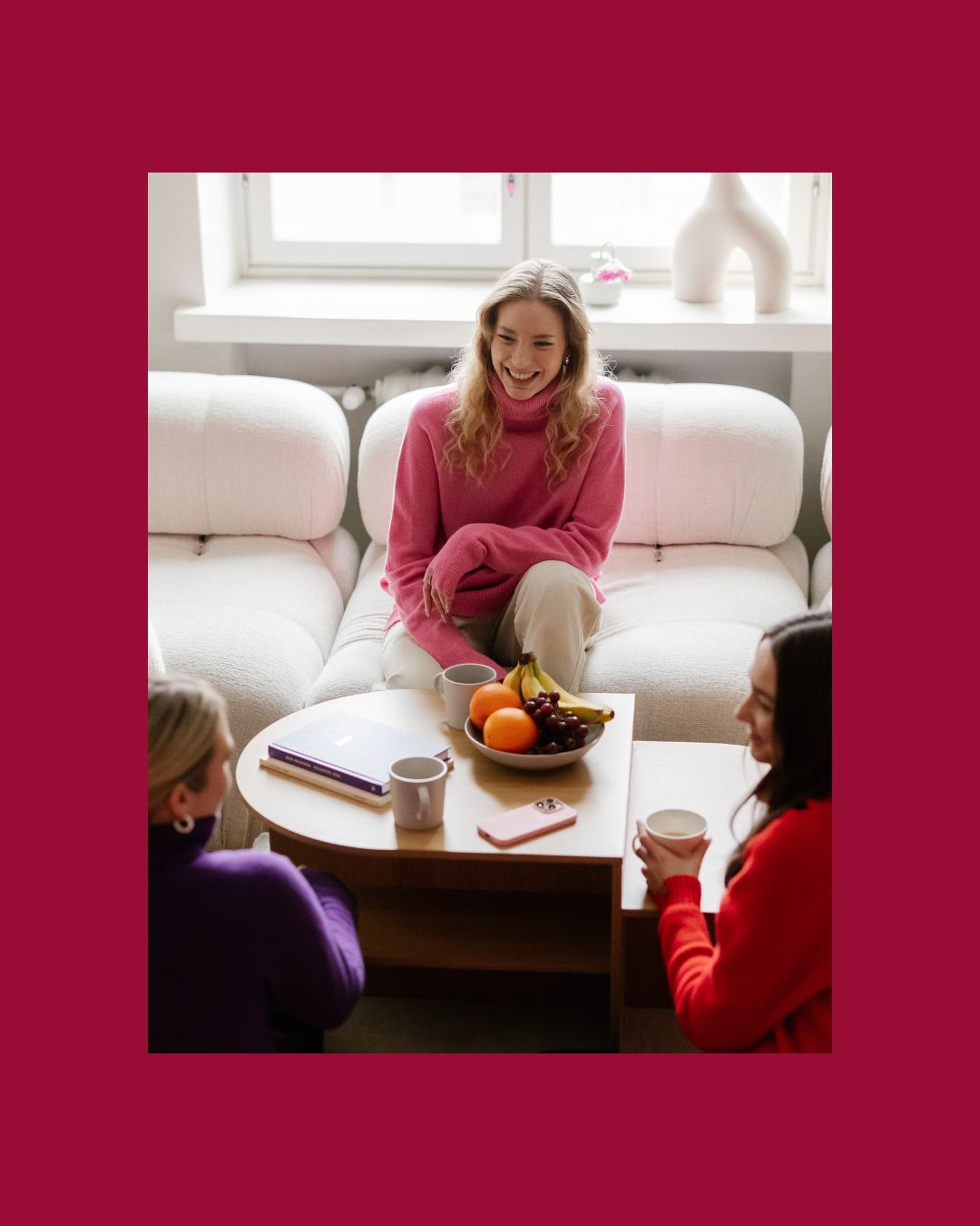 North Outdoor Tunturi merinoneule pioninpunainen