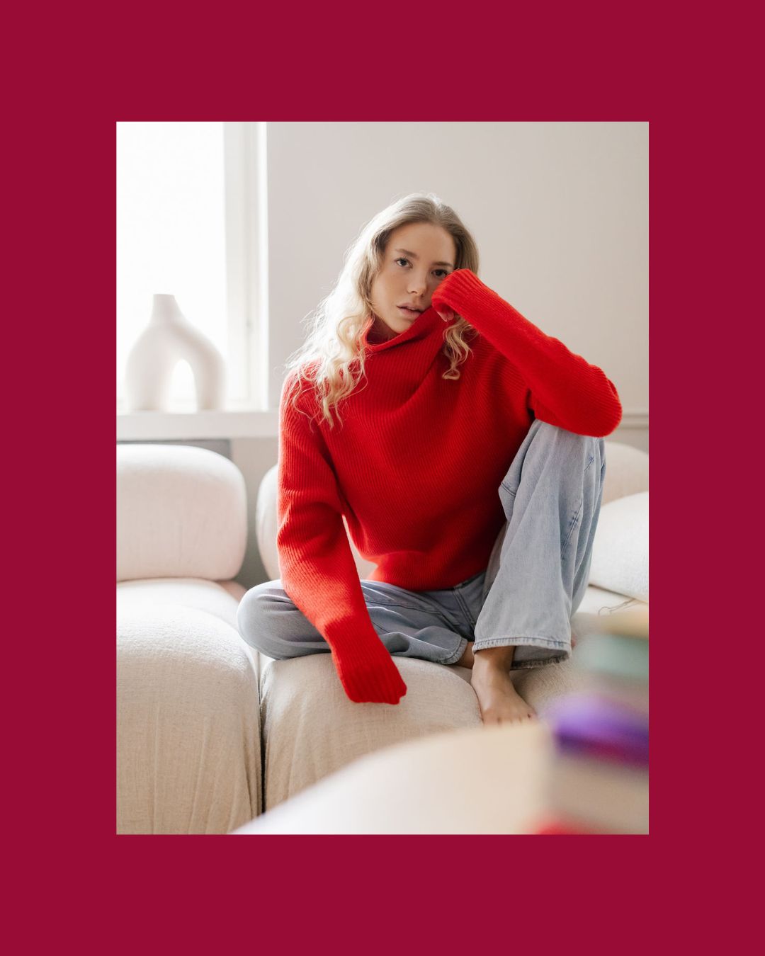 Kieppi naisten merinovillapaita - mansikka