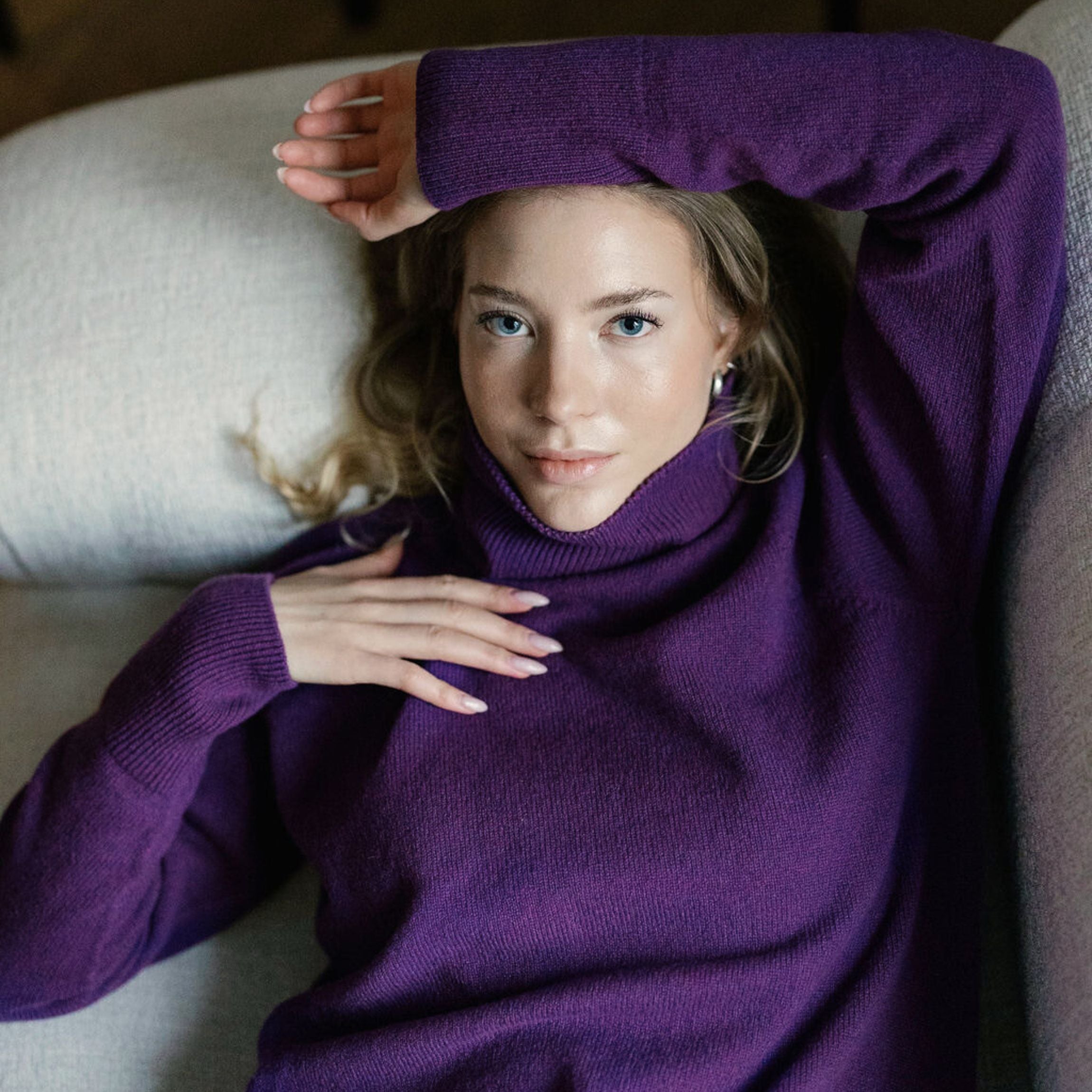 Image of Tunturi naisten merinoneulepusero - pehmeä violetti