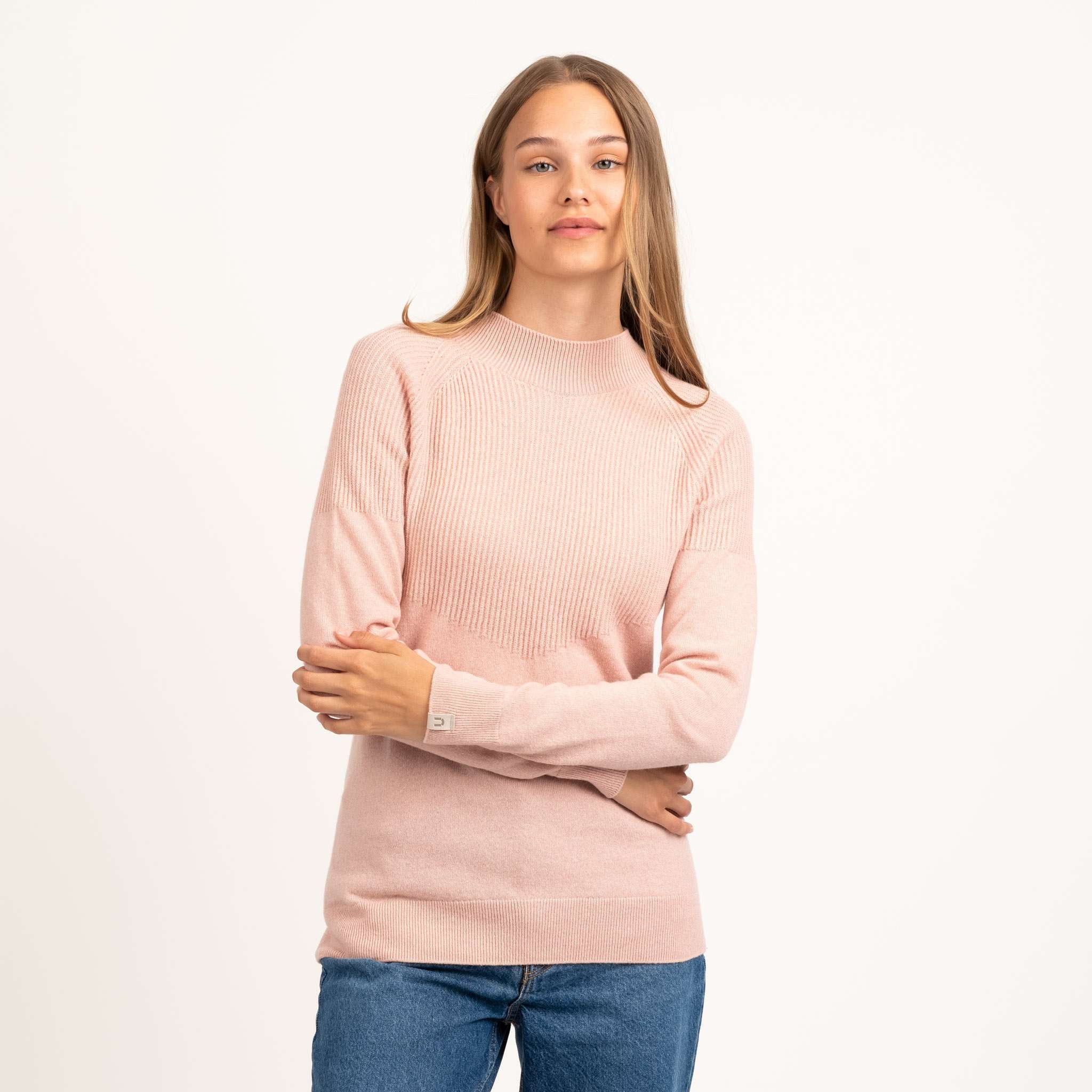 Image of Aurora naisten merinoneulepusero - puuteriroosa