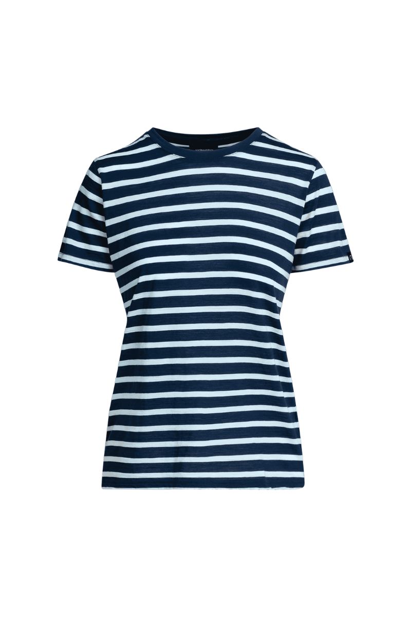 Blue-striped merino wool t-shirt