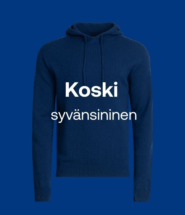 Syväsininsen Virta hupparin kuva.