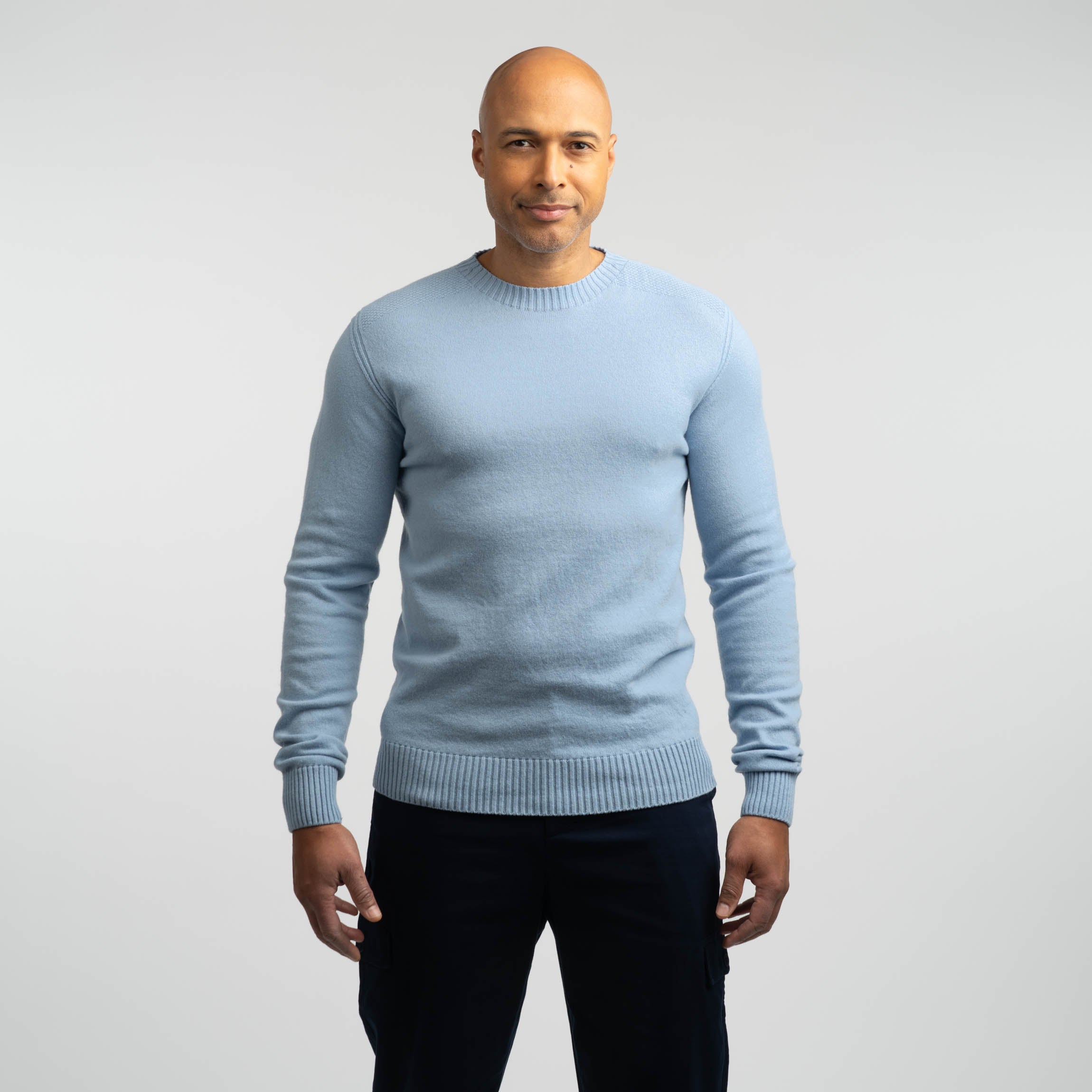 Image of Kuru miesten merinoneulepusero - vaaleansininen