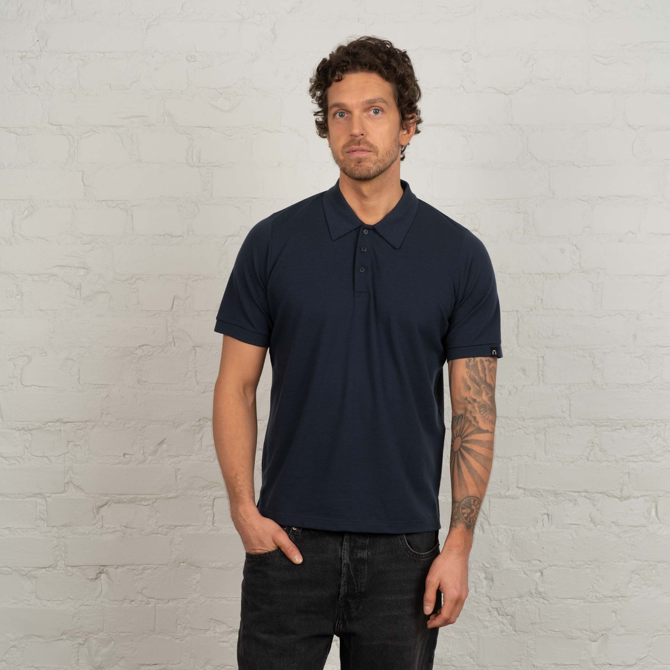 Image of Ezra merinopikeepaita M - indigonsininen