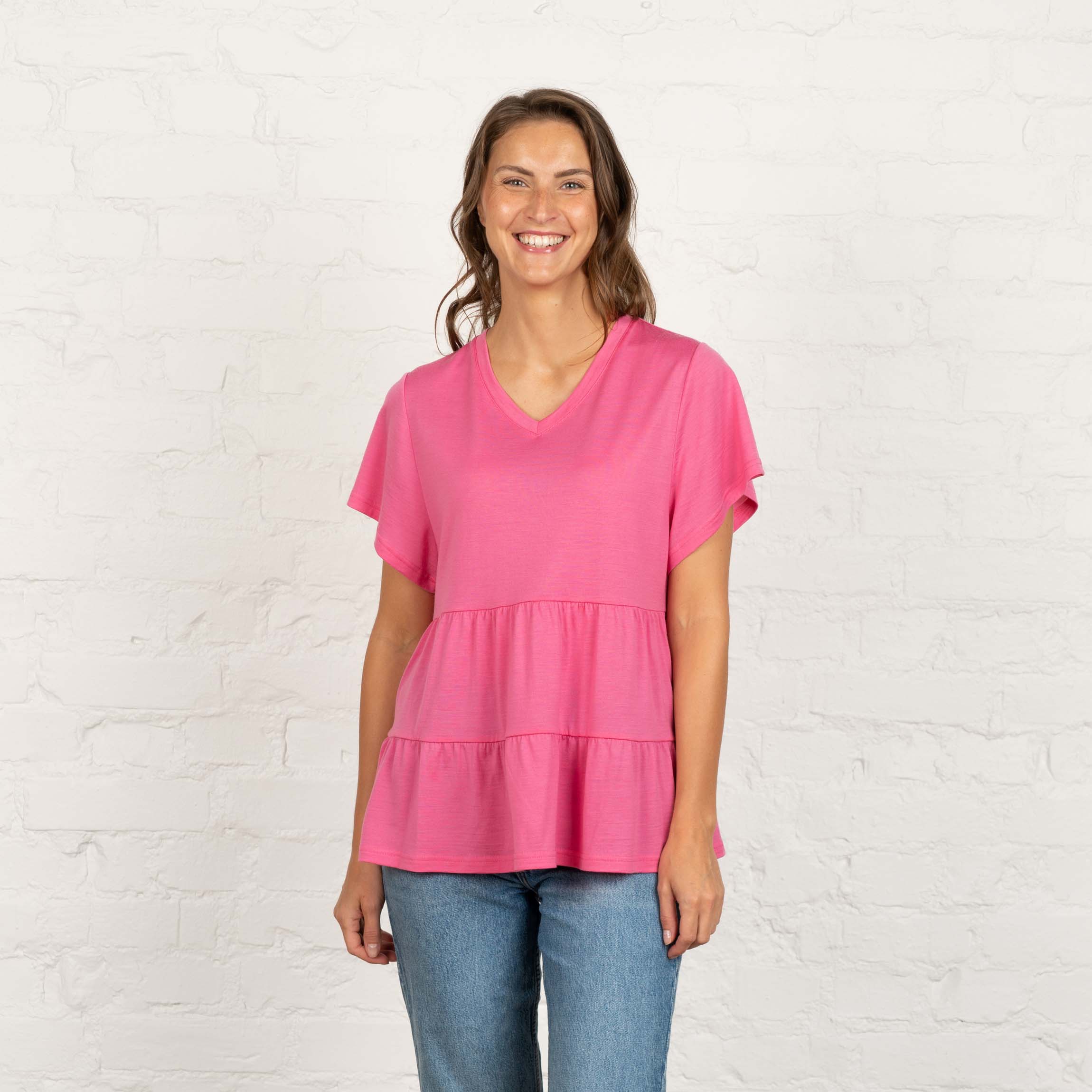 Image of Air merino T-paita W - villiruusu