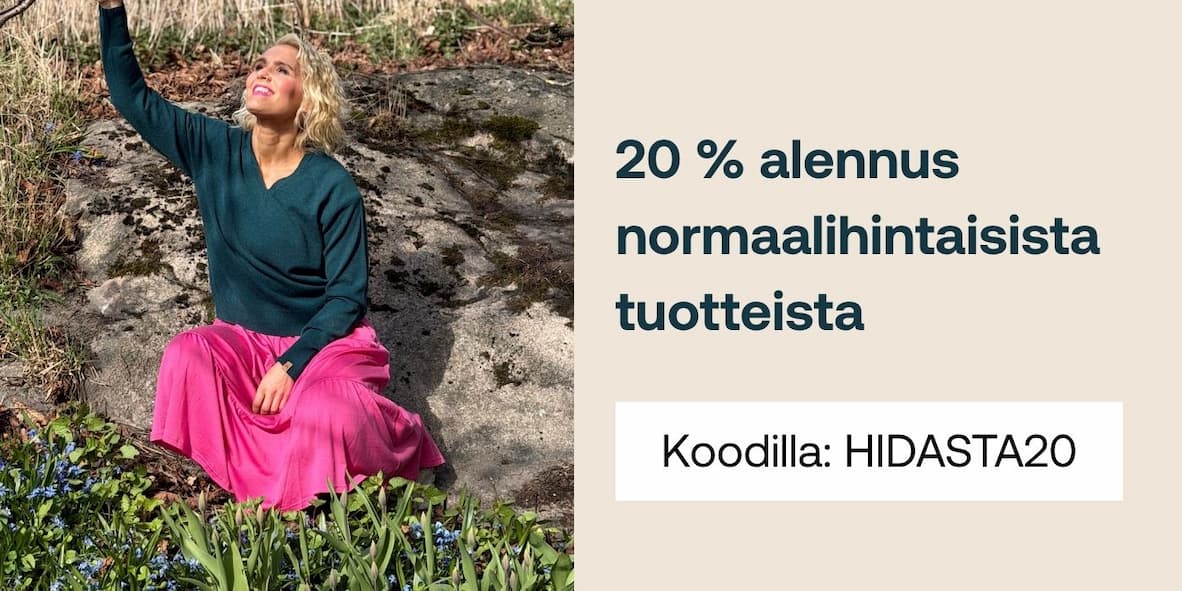 20% alennus normaalihintaisista tuotteista. 