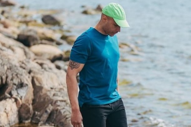 Men's merino wool t-shirt, color blue