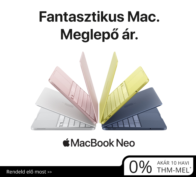 Az új MacBook Neo most akár 0% THM-mel.