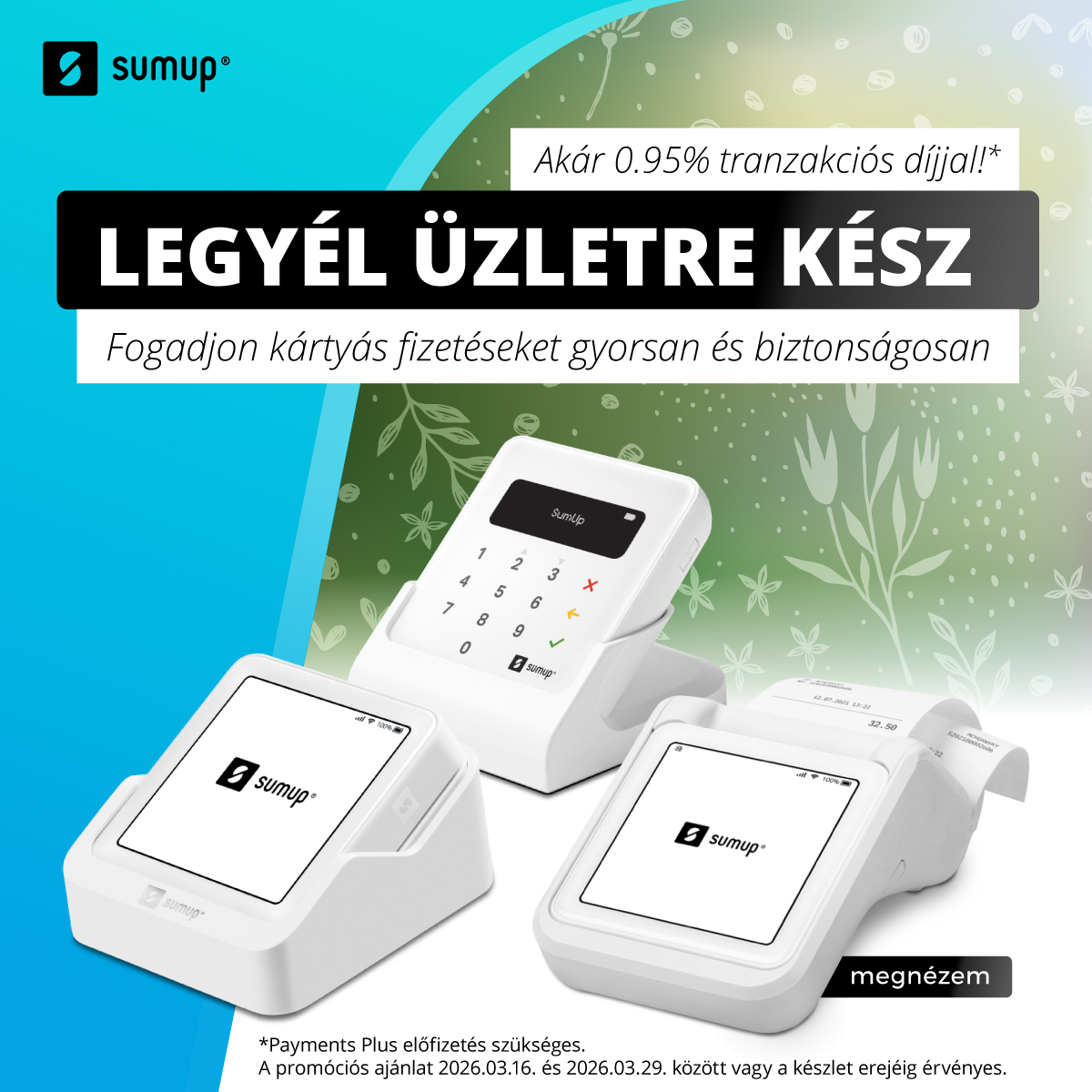SumUp bankkártya terminálok vállalkozásoknak – kártyás fizetés egyszerűen, akár 0,95% tranzakciós díjjal