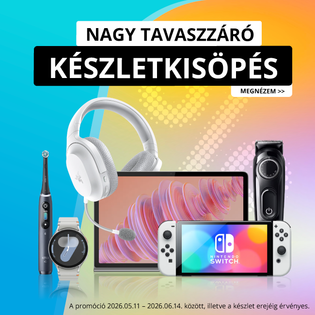 Nagy tavaszzáró készletkisöprés banneren fülhallgató, tablet, Nintendo Switch, okosóra, elektromos fogkefe és hajvágó