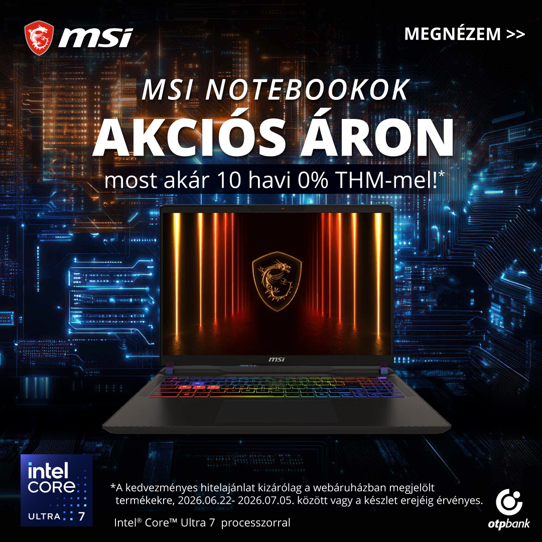 MSI notebook akció - nyitott MSI gamer laptop RGB billentyűzettel és Intel Core Ultra 7 processzorral, kedvezményes áron