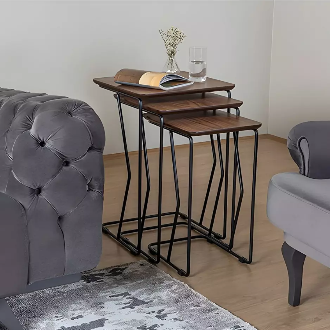 Príručný stolík (3 ks) Rines (orech)