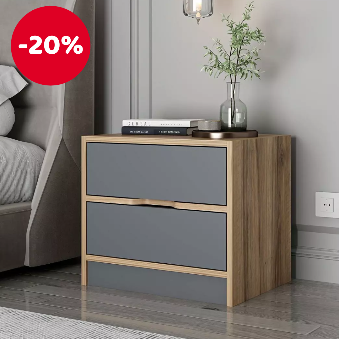 Nočný stolík Erich (orech + antracit)