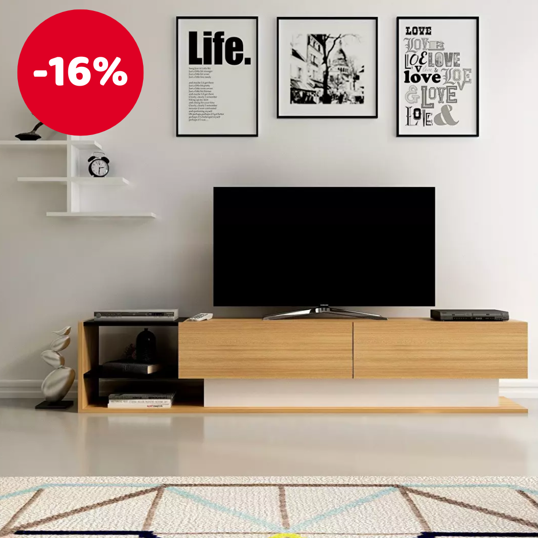 Obývacia stena Lizelana (biela + teak)