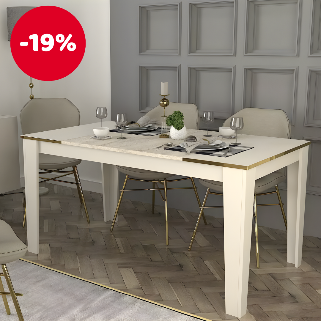 Jedálenský stôl Veya 2 (pre 6 osôb) (travertín + piesková)