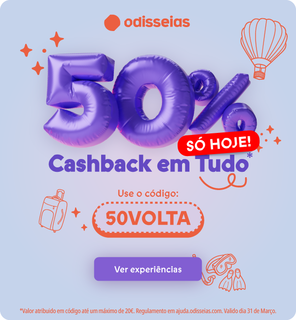 50% cashback! Com o código 50VOLTA