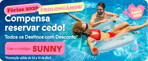 Código SUNNY para descontos extra em todos os destinos de férias