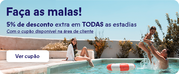 5% de desconto em todas as estadias com o cupão disponível na área de cliente!