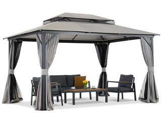Pawilon ogrodowy z moskitierą i zasłonami Murcja 3x4 antracyt Garden Point